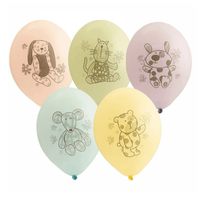 Набор латексных воздушных шаров с рисунком 36 см Зверюшки-Игрушки 5 шт 1111-1010