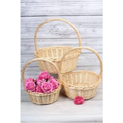 Набор плетеных корзин 3 шт (ива) Круг 38*15*39/30 см Натуральный 566373