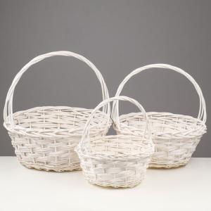 Набор плетеных корзин 3 шт (ива) Овал 34*28*12*35 см Белый 567714
