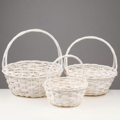Набор плетеных корзин 3 шт (ива) Овал 34*28*12*35 см Белый 567714