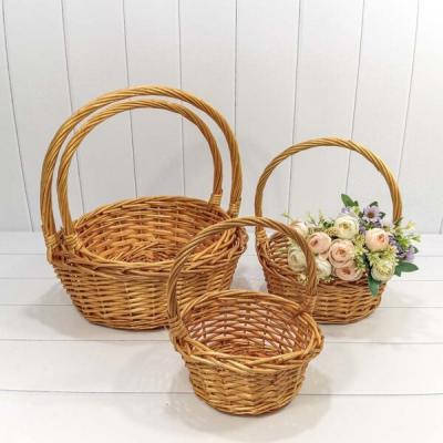 Набор плетеных корзин 4 шт 40*15/44 см Круг с ручкой медовый 441055