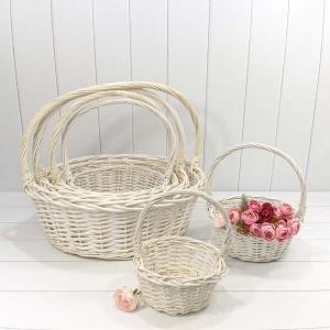 Набор плетеных корзин 6 шт (ива) Круг 49*19/52 см С ручкой белый 441081