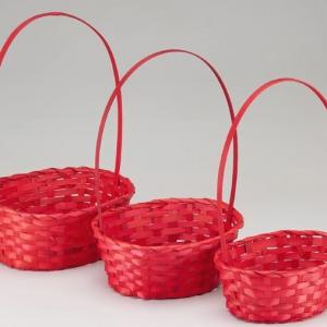 Набор плетеных корзин из 3 шт (бамбук) 27*21*H10/38 см Красный 50043