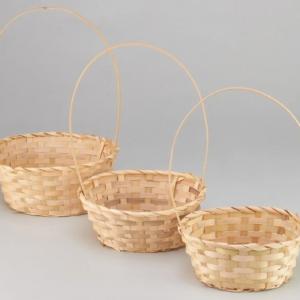 Набор плетеных корзин из 3 шт (бамбук) 27*21*H10/38 см Натуральный 50044