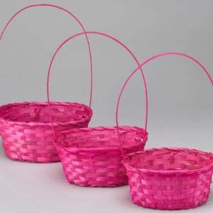 Набор плетеных корзин из 3 шт (бамбук) 27*21*H10/38 см Розовый 50045