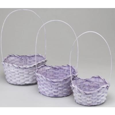 Набор плетеных корзин из 3 шт (бамбук) D24*H9*11.5*HH35 см Фиолетовый 50041