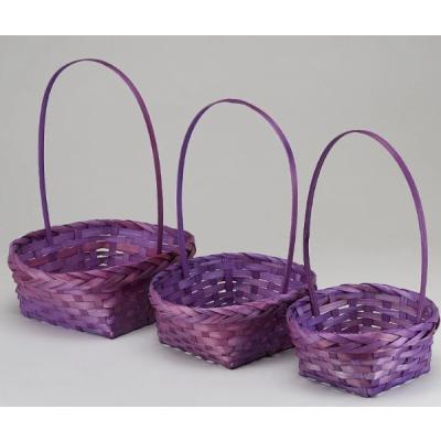 Набор плетеных корзин из 3 шт (бамбук) D25*H10/36 см Фиолетовый 50052