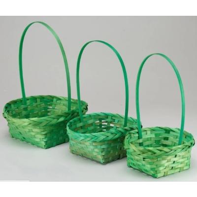 Набор плетеных корзин из 3 шт (бамбук) D25*H10/36 см Зеленый 50051