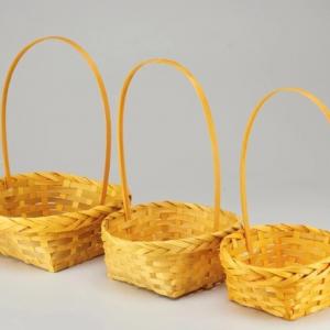 Набор плетеных корзин из 3 шт (бамбук) D25*H10/36 см Желтый 50050
