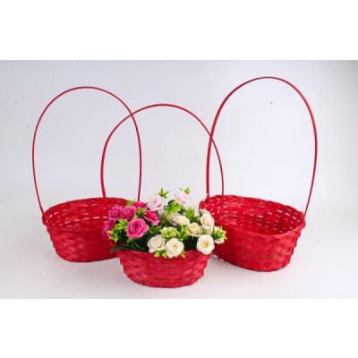 Набор плетеных корзин из 3 шт (бамбук) d=27*21см, h=10/38 см Красный 560521