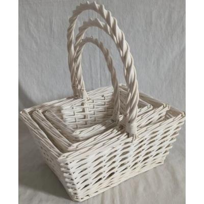 Набор плетеных корзин из 3 шт (ива) 32*27*14*36 см Белый 50053