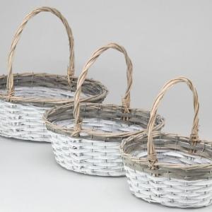 Набор плетеных корзин из 3 шт (ива) 39*30*15*37 см Серый с белым 50054