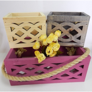 Набор ящиков деревянных 3 в 1 Узор №2 натуральный и серый 230925