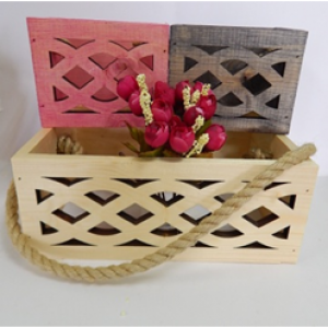 Набор ящиков деревянных 3 в 1 Узор №2 розовый и серый 230922