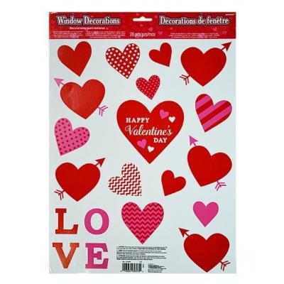 Наклейка на окно Сердца Валентин 20шт 1505-1065
