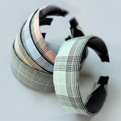 Ободок для волос Тканевый в клетку (4 см) Цветной 14510