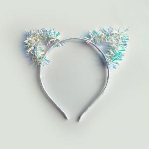 Ободок Новогодний кошачьи ушки Блестящий 14033