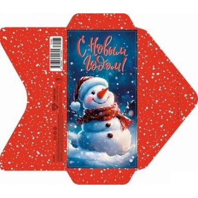 Открытка-конверт 16.8*8.3 см Снеговик на синем 539165