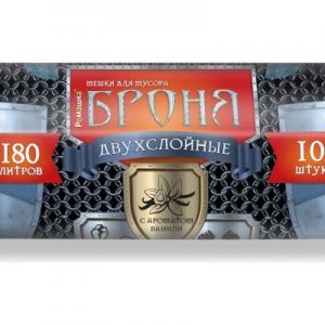 Пакет для мусора 180 л 90*110 см 10 шт 60 мкм Ромашка Броня ПВД Двухслойные черные