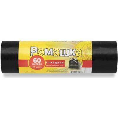 Пакет для мусора 60 л с завязками Ромашка (в рул 10 шт) ПВД 60*80 см