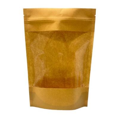 Пакет крафт дой-пак с зип-локом и окном 14 см 40 г/м2 13.5х22.5+(3.5+3.5) см 50 шт