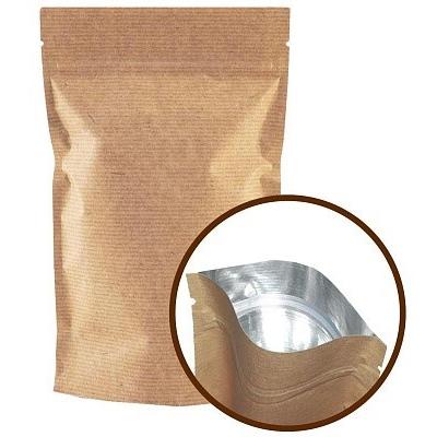 Пакет крафт Дой-Пак с ЗИП замком 60 г/м2 16х25+(4+4) см 50 шт 900415