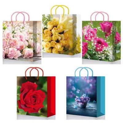 Пакет ламинированный подарочный бумажный 11х14х6 см Цветы 52836