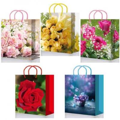 Пакет ламинированный подарочный бумажный 11х14х6 см Цветы 52836