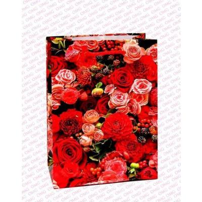 Пакет ламинированный подарочный бумажный 14х20х7 см Цветы 44658