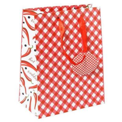 Пакет ламинированный подарочный бумажный 18х23х10 см Красные ромбы и перец 55782