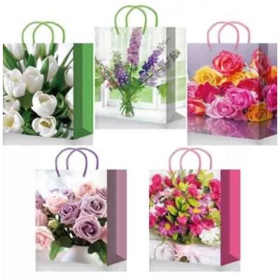 Пакет ламинированный подарочный бумажный 22х31х10 см Цветы 52840