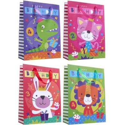 Пакет ламинированный подарочный бумажный 22х31х10 см Мини-зоопарк (микс) 50071