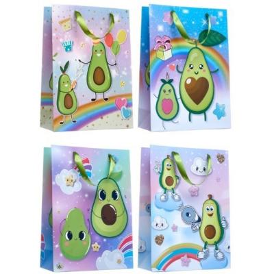 Пакет ламинированный подарочный бумажный 22х31х10 см Счастливый авокадо (микс) 50074