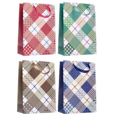 Пакет ламинированный подарочный бумажный 22х31х10 см Тартан (микс) 50075