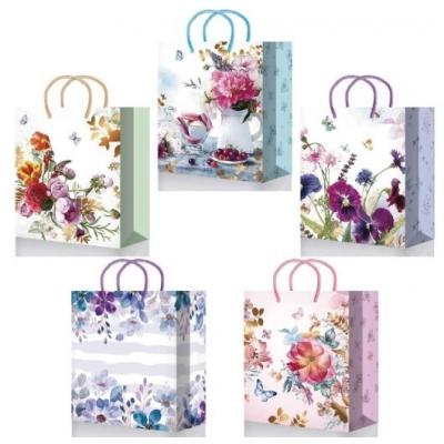 Пакет ламинированный подарочный бумажный 26х33х14 см Микс цветы 526398