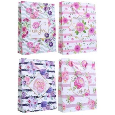 Пакет ламинированный подарочный бумажный 31х42х12 см Нежность (микс) 50072