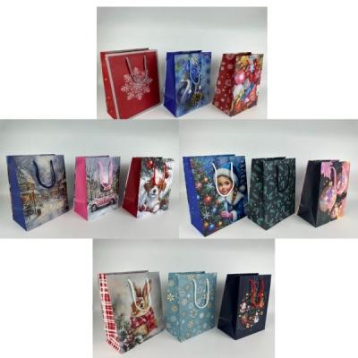 Пакет новогодний подарочный бумажный 18х23х10 см Матовая иллюминация 12 шт/уп 536152