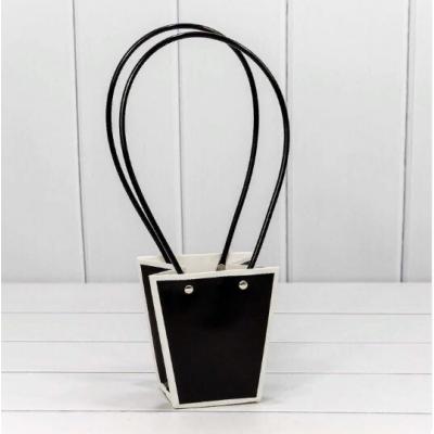 Пакет подарочный 12.5*12*8 см Черный/белый Ваза для цветов 440778чб