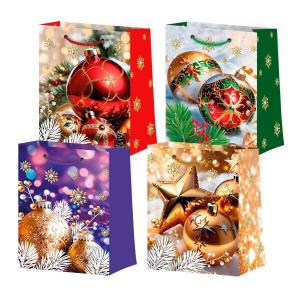 Пакет подарочный новогодний бумажный 11.5х14.5х6.5 см Новый год (микс) 60003