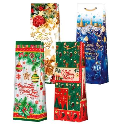 Пакет подарочный новогодний бумажный 12х36х8 см Новый год (микс) 60002