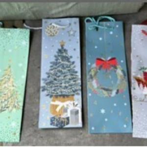 Пакет подарочный новогодний бумажный 12х36х9 см 58634