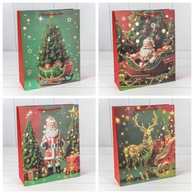 Пакет подарочный новогодний бумажный 18х23х10 см Новый год (микс) 445720