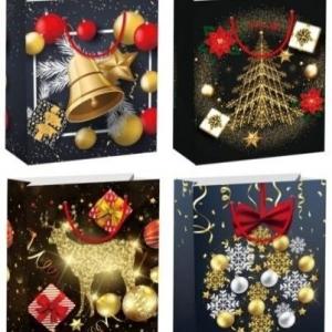 Пакет подарочный новогодний бумажный 18х24х9 см 539731