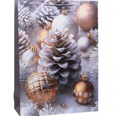 Пакет подарочный новогодний бумажный 18х24х9 см 58661