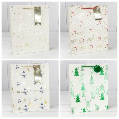 Пакет подарочный новогодний бумажный 26х32х10 см Новый год (микс) 442527