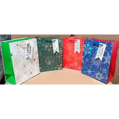 Пакет подарочный новогодний бумажный 26х32х12 см 58642