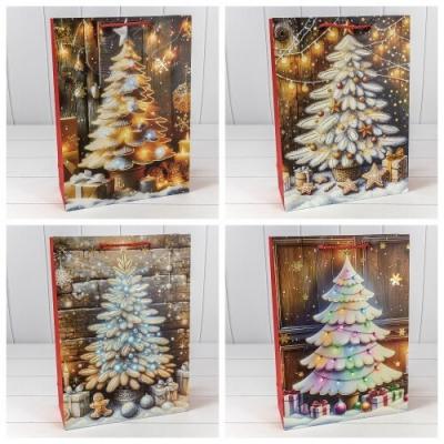 Пакет подарочный новогодний бумажный 30х41.5х12 см Новый год (микс) 445722