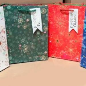 Пакет подарочный новогодний бумажный 32х41х12 см 58649