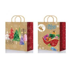 Пакет подарочный новогодний бумажный 32х45х10 см Микс 52819