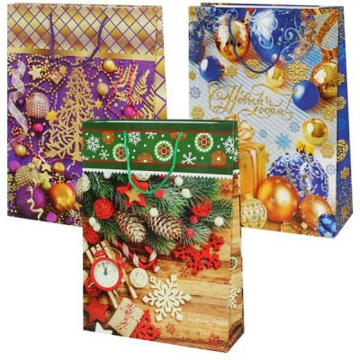 Пакет подарочный новогодний бумажный 32х45х10 см Новый год (микс) 60014